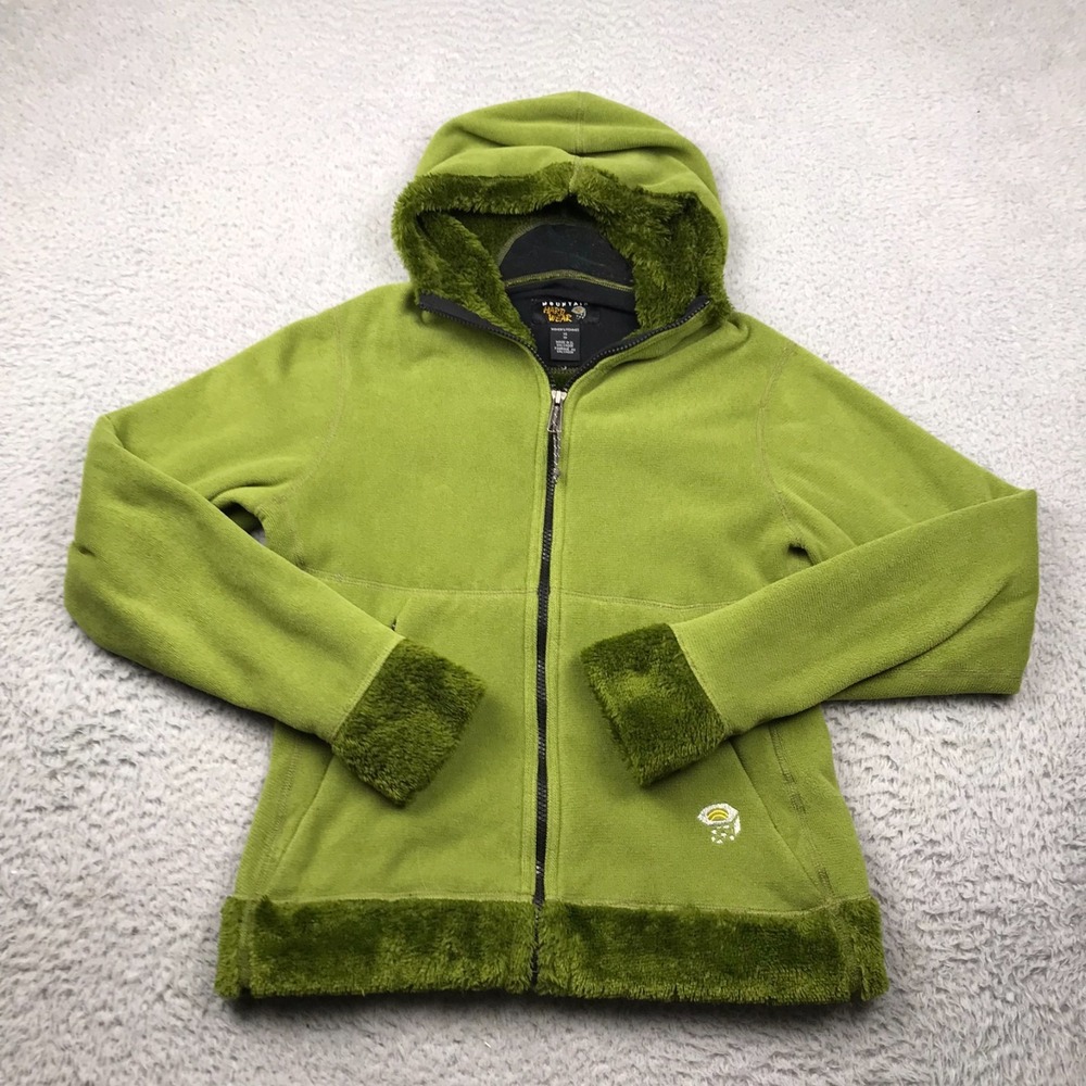 Mountain Hardwear Jacket Womens XS Green Double Fleece Sherpa Lined Hooded Coat
